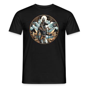 Anubis Egyptian Mythology Pyramid Ancient Egypt - Men's T-Shirt - black - Front - AI Model Male 178 light (178cm)