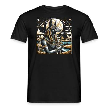 Anubis Egyptian Mythology Pyramid Ancient Egypt - Men's T-Shirt - black - Front - AI Model Male 178 light (178cm)