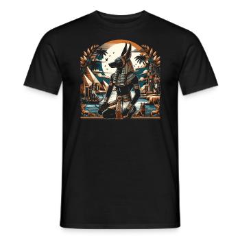Anubis Egyptian Mythology Pyramid Ancient Egypt - Men's T-Shirt - black - Front - AI Model Male 178 light (178cm)