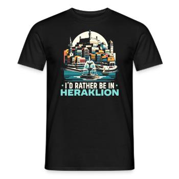 Héraklion Grèce Voyage Vacances Patrimoine Grec - T-shirt homme - noir - Devant - AI Model Male 178 light (178cm)