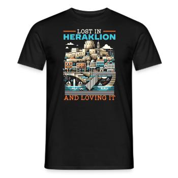 Héraklion Grèce Voyage Vacances Patrimoine Grec - T-shirt homme - noir - Devant - AI Model Male 178 light (178cm)