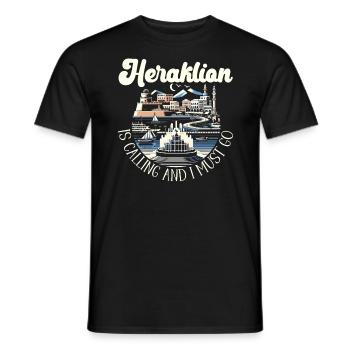 Héraklion Grèce Voyage Vacances Patrimoine grec - T-shirt homme - noir - Devant - AI Model Male 178 light (178cm)