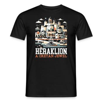 Héraklion Grèce Voyage Vacances Patrimoine Grec - T-shirt homme - noir - Devant - AI Model Male 178 light (178cm)