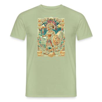 Aztekischer Krieger Mexikanische Azteken-Zivilisation - Männer T-Shirt - Sage - Vorne - AI Model Male 178 light (178cm)