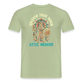 Aztekischer Krieger Mexikanische Azteken-Zivilisation - Männer T-Shirt - Sage - Vorne - AI Model Male 178 light (178cm)