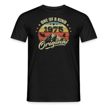1975 Anniversaire vintage 1975 rétro né en 1975 - T-shirt homme - noir - Devant - AI Model Male 178 light (178cm)