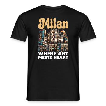 Mailand Italien Reisen Urlaub Italienisch Mailand Skyline - Männer T-Shirt - Schwarz - Vorne - AI Model Male 178 light (178cm)