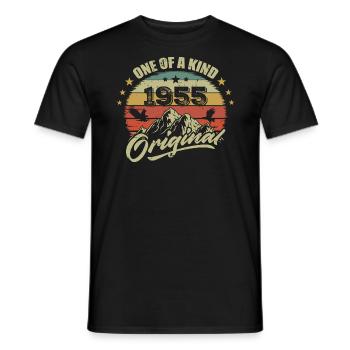 1955 Anniversaire vintage 1955 rétro né en 1955 - T-shirt homme - noir - Devant - AI Model Male 178 light (178cm)