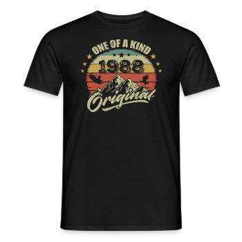 1988 Anniversaire vintage 1988 rétro né en 1988 - T-shirt homme - noir - Devant - AI Model Male 178 light (178cm)