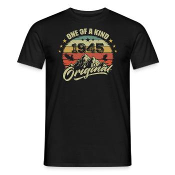 1945 Anniversaire vintage 1945 rétro né en 1945 - T-shirt homme - noir - Devant - AI Model Male 178 light (178cm)