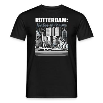 Rotterdam Netherlands Travel I Love Rotterdam - Men's T-Shirt - black - Front - AI Model Male 178 light (178cm)