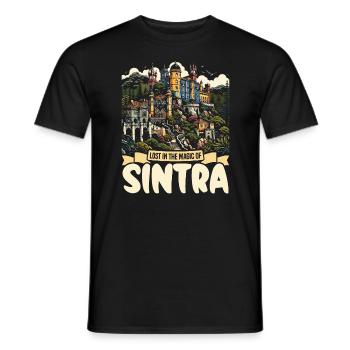 Sintra Portugal Travel Vacation Country Portugese - Men's T-Shirt - black - Front - AI Model Male 178 light (178cm)