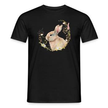 Bunny, Spring, Floral, Easter Bunny, Easter - Men's T-Shirt - black - Front - AI Model Male 178 light (178cm)
