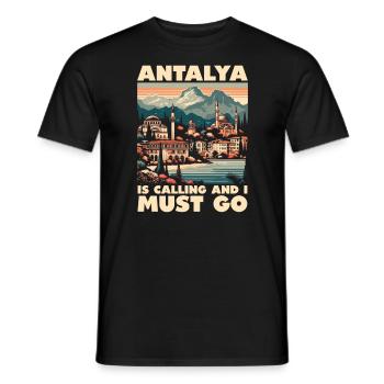 Antalya Turquie Voyage Vacances J’aime la Turquie - T-shirt homme - noir - Devant - AI Model Male 178 light (178cm)