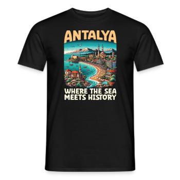 Antalya Turquie Voyage Vacances J’aime la Turquie - T-shirt homme - noir - Devant - AI Model Male 178 light (178cm)
