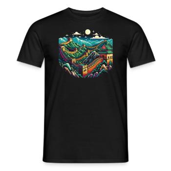 Grande Muraille De Chine Voyage Vacances Chinois - T-shirt homme - noir - Devant - AI Model Male 178 light (178cm)