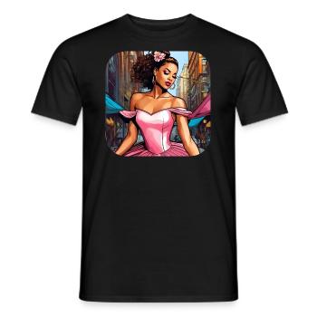 Princesse de conte de fées moderne en rose - T-shirt homme - noir - Devant - AI Model Male 178 light (178cm)