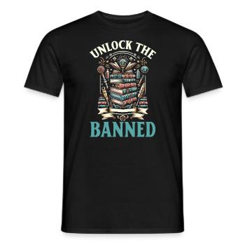 Read Banned Books Bookworm Book Lover Literature - Men's T-Shirt - black - Front - AI Model Male 178 light (178cm)
