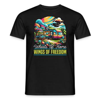 Mobile Home Motorhome Trailer Park Rolling Home - Men's T-Shirt - black - Front - AI Model Male 178 light (178cm)