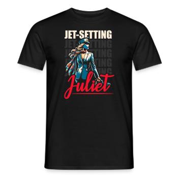 Flugbegleiterin, Flugbegleiterin, Stewardess - Männer T-Shirt - Schwarz - Vorne - AI Model Male 178 light (178cm)