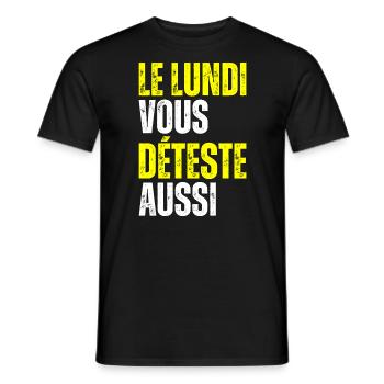 Le Lundi Vous Déteste Aussi J'aime Pas Lundi Matin - T-shirt homme - noir - Devant - AI Model Male 178 light (178cm)