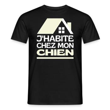 J'habite Chez Mon Chien Je Vis Maison De Mon Chien - T-shirt homme - noir - Devant - AI Model Male 178 light (178cm)
