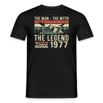 Retro 1977 Vintage - Cadeau D’anniversaire 1977 - T-shirt homme - noir - Devant - AI Model Male 178 light (178cm)