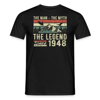Retro 1948 Vintage - Cadeau D’anniversaire 1948 - T-shirt homme - noir - Devant - AI Model Male 178 light (178cm)