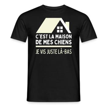 Je Vis Chez Mes Chiens Habite Maison De Mes Chiens - T-shirt homme - noir - Devant - AI Model Male 178 light (178cm)