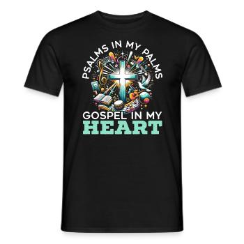 Gospel Music Religious Bible Scripture Christian - Men's T-Shirt - black - Front - AI Model Male 178 light (178cm)
