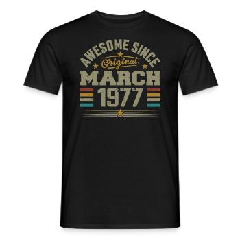 März 1977 Geburtstag Jahrgang 1977 Geschenkidee - Männer T-Shirt - Schwarz - Vorne - AI Model Male 178 light (178cm)
