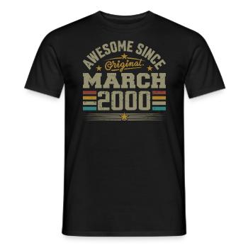March 2000 Birthday Vintage 2000 Gift Idea - Men's T-Shirt - black - Front - AI Model Male 178 light (178cm)