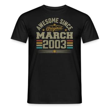 März 2003 Geburtstag Vintage Geschenkidee 2003 - Männer T-Shirt - Schwarz - Vorne - AI Model Male 178 light (178cm)