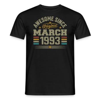 März 1993 Geburtstag Vintage Geschenkidee 1993 - Männer T-Shirt - Schwarz - Vorne - AI Model Male 178 light (178cm)