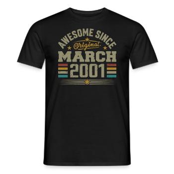 März 2001 Geburtstag Vintage Geschenkidee 2001 - Männer T-Shirt - Schwarz - Vorne - AI Model Male 178 light (178cm)
