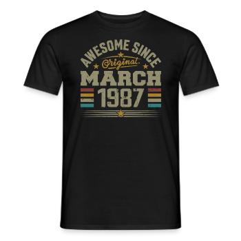 März 1987 Geburtstag Vintage Geschenkidee 1987 - Männer T-Shirt - Schwarz - Vorne - AI Model Male 178 light (178cm)