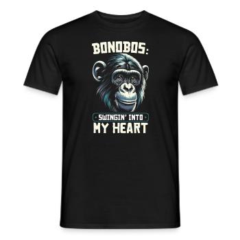 Espèce en voie de disparition, bonobo, militant des droits des animaux - T-shirt homme - noir - Devant - AI Model Male 178 light (178cm)