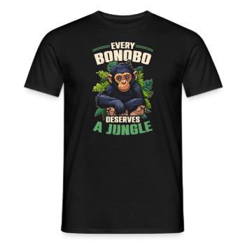 Espèce en voie de disparition, bonobo, militant des droits des animaux - T-shirt homme - noir - Devant - AI Model Male 178 light (178cm)