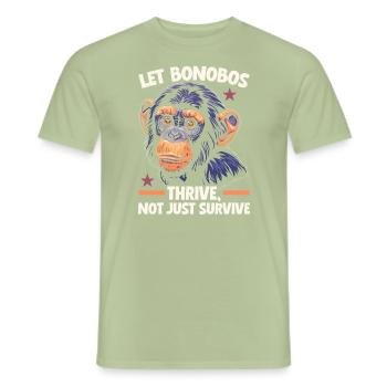 Endangered Species Bonobo Animal Rights Activist - Men's T-Shirt - sage - Front - AI Model Male 178 light (178cm)
