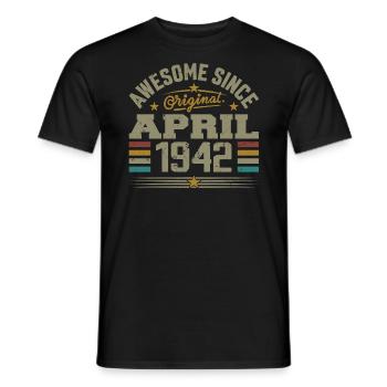 April 1942 Birthday Vintage 1942 Gift Idea - Men's T-Shirt - black - Front - AI Model Male 178 light (178cm)