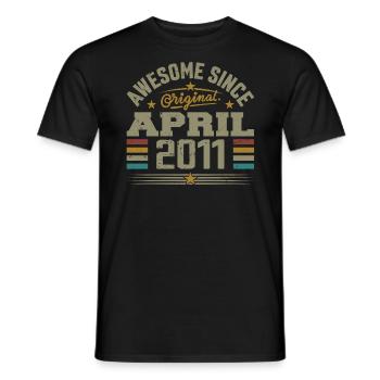 April 2011 Geburtstag Vintage Geschenkidee 2011 - Männer T-Shirt - Schwarz - Vorne - AI Model Male 178 light (178cm)