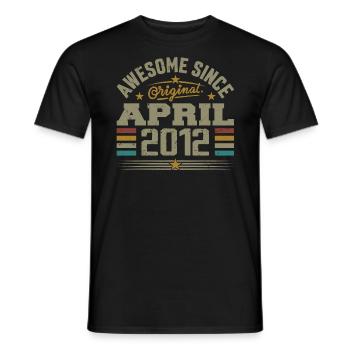 April 2012 Geburtstag Vintage Geschenkidee 2012 - Männer T-Shirt - Schwarz - Vorne - AI Model Male 178 light (178cm)