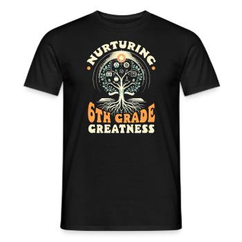 Enseignant de 6e année Éducateur de sixième année Enseignement - T-shirt homme - noir - Devant - AI Model Male 178 light (178cm)