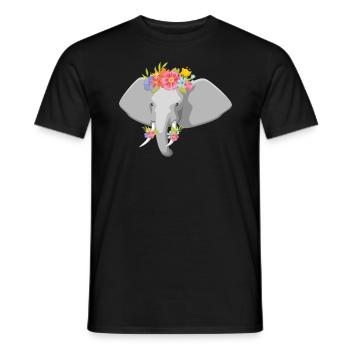 Elefantenkopf Blumen Kinder Elefant - Männer T-Shirt - Schwarz - Vorne - AI Model Male 178 light (178cm)