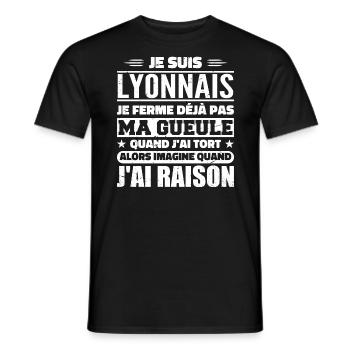 Humour Lyonnais je ne ferme pas ma gueule - T-shirt homme - noir - Devant - AI Model Male 178 light (178cm)