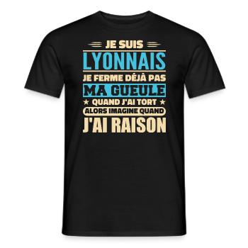 Humour Lyonnais je ne ferme pas ma gueule - T-shirt homme - noir - Devant - AI Model Male 178 light (178cm)