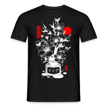 Encre cerisier japonais - blanc - T-shirt homme - noir - Devant - AI Model Male 178 light (178cm)