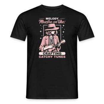 Ukulélé Professeur Instrument Ukulélé Joueur Uke - T-shirt homme - noir - Devant - AI Model Male 178 light (178cm)
