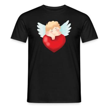 Ange Cherup Coeur d’ange Bébé Ange - T-shirt homme - noir - Devant - AI Model Male 178 light (178cm)