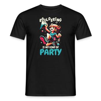 Bouldering Girl Boulderer Rock Climbing Wall - Men's T-Shirt - black - Front - AI Model Male 178 light (178cm)